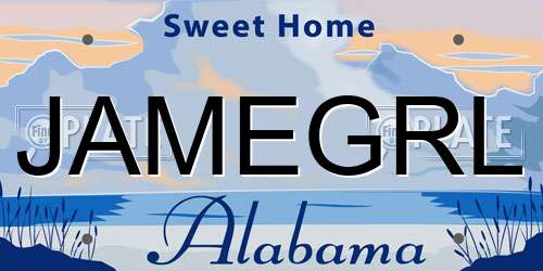JAMEGRL Alabama License Plate