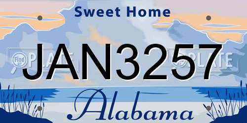 JAN3257 Alabama License Plate