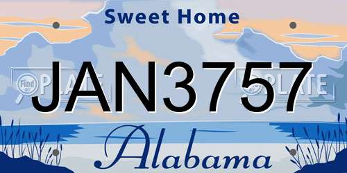 JAN3757 Alabama License Plate