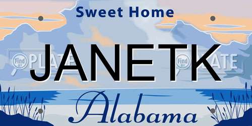 JANETK Alabama License Plate