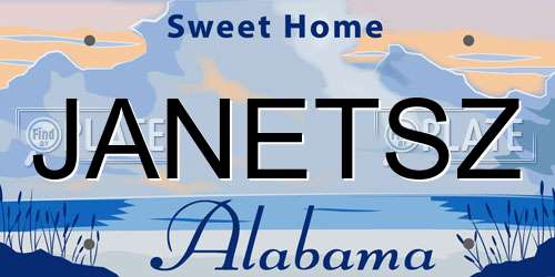 JANETSZ Alabama License Plate