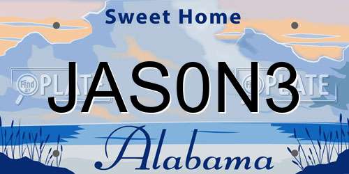 JAS0N3 Alabama License Plate
