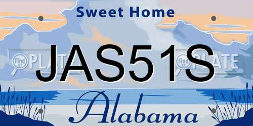JAS51S Alabama License Plate