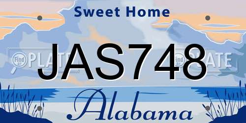 JAS748 Alabama License Plate
