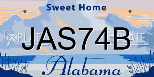 JAS74B Alabama License Plate