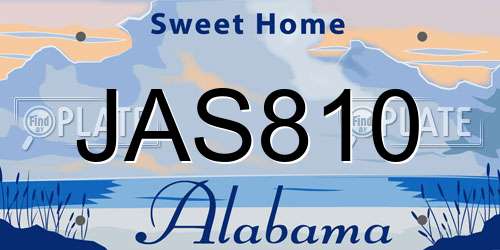 JAS810 Alabama License Plate