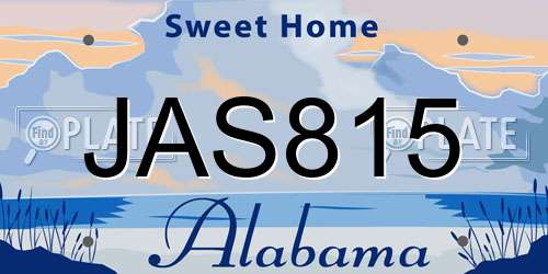 JAS815 Alabama License Plate