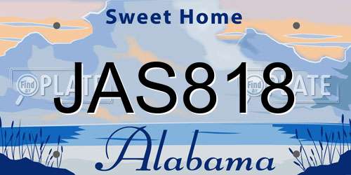 JAS818 Alabama License Plate