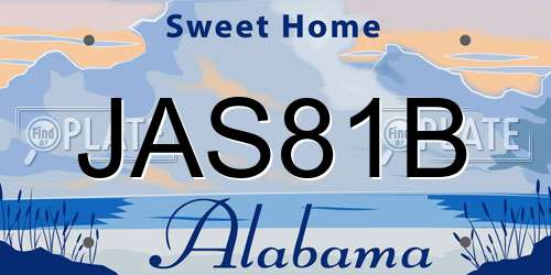 JAS81B Alabama License Plate