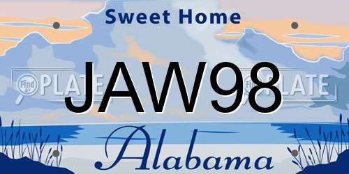 JAW98 Alabama License Plate
