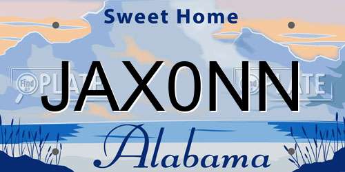 JAX0NN Alabama License Plate