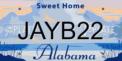 JAYB22 Alabama License Plate