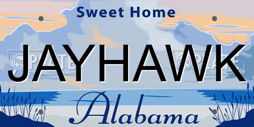 JAYHAWK Alabama License Plate