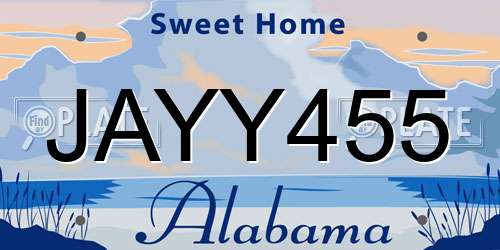 JAYY455 Alabama License Plate