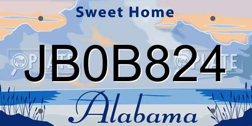 JB0B824 Alabama License Plate