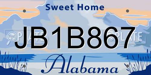 JB1B867 Alabama License Plate