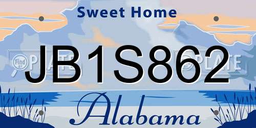 JB1S862 Alabama License Plate