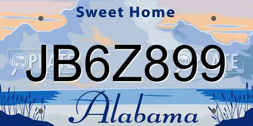 JB6Z899 Alabama License Plate