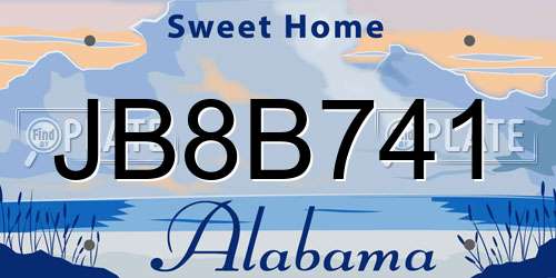 JB8B741 Alabama License Plate
