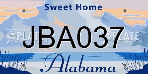 JBA037 Alabama License Plate