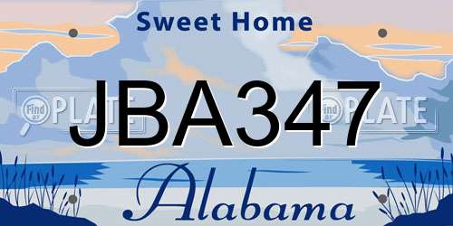 JBA347 Alabama License Plate
