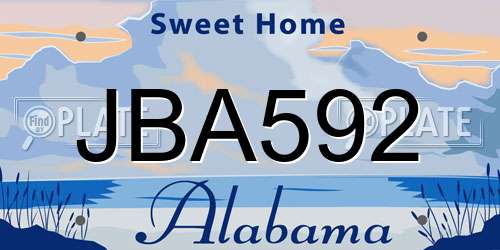 JBA592 Alabama License Plate