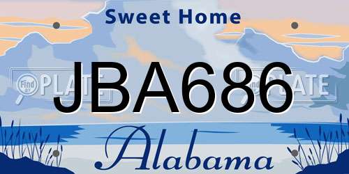 JBA686 Alabama License Plate