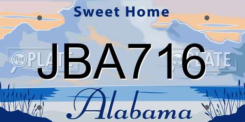 JBA716 Alabama License Plate