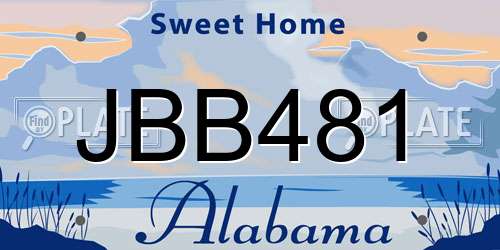 JBB481 Alabama License Plate