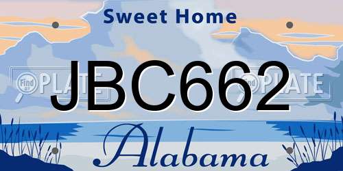 JBC662 Alabama License Plate