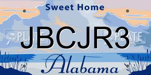 JBCJR3 Alabama License Plate