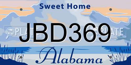 JBD369 Alabama License Plate