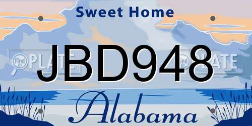 JBD948 Alabama License Plate