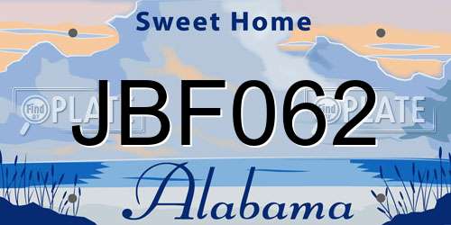 JBF062 Alabama License Plate