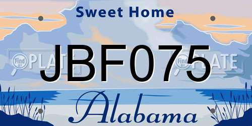 JBF075 Alabama License Plate