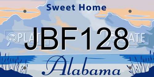 JBF128 Alabama License Plate