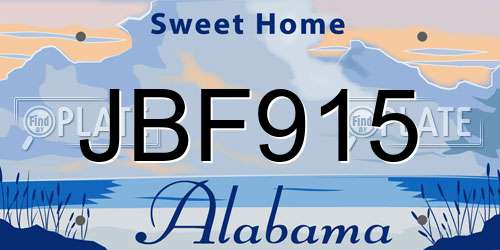 JBF915 Alabama License Plate