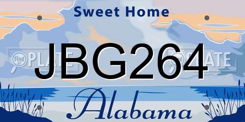 JBG264 Alabama License Plate