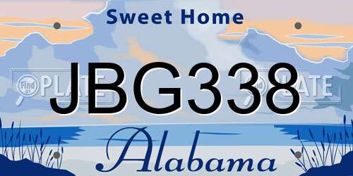 JBG338 Alabama License Plate