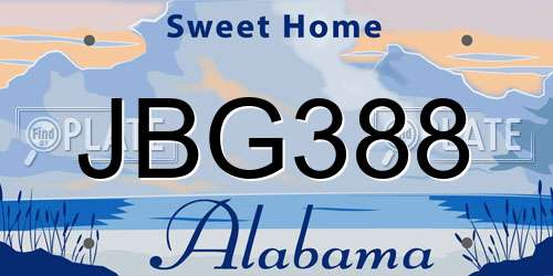 JBG388 Alabama License Plate
