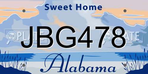 JBG478 Alabama License Plate