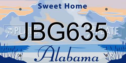 JBG635 Alabama License Plate