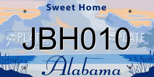 JBH010 Alabama License Plate