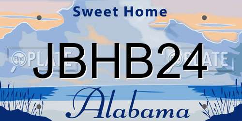 JBHB24 Alabama License Plate