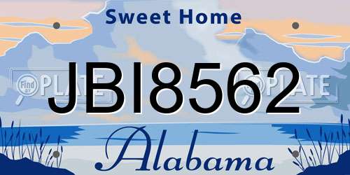 JBI8562 Alabama License Plate