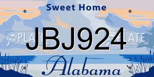 JBJ924 Alabama License Plate