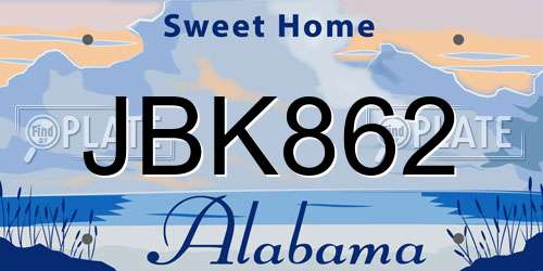 JBK862 Alabama License Plate