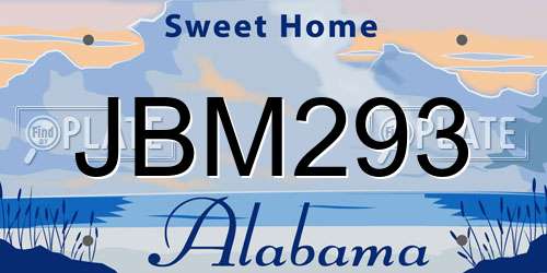 JBM293 Alabama License Plate