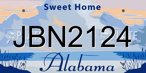 JBN2124 Alabama License Plate