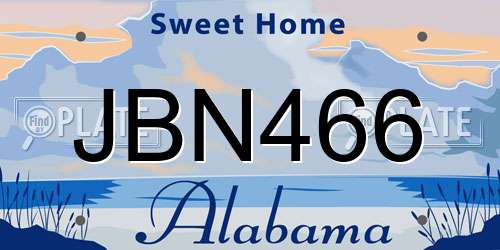 JBN466 Alabama License Plate